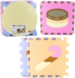 Soft EVA foam puzzle mat, pastel, animals, 16 pieces
