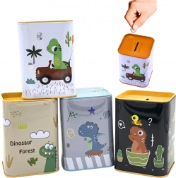 Metalen spaarpot dinosaurus in auto 11 × 8 cm