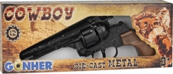 Metalen metalen cowboyrevolver Gonher voor 12 patronen