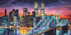Diamantschilderen Nachtelijk New York 30 × 40 cm