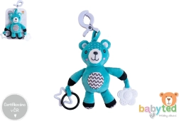 Plüsch-Teddybär mit Clip und Rassel für Kinderwagen und Bettchen 30 cm