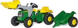 Pedal Tractor JOHN DEERE RollyKid with Front Loader and Trailer – Green