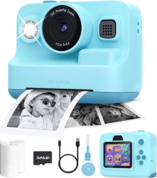 Kinder instantcamera met printer en video, 3 rollen papier, roze