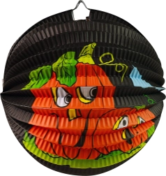 Zwarte Halloween lantaarn met pompoenmotief 25 cm