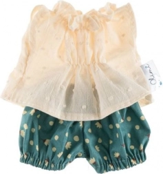 Kledingset voor pop van 38 cm – crèmekleurige stippen