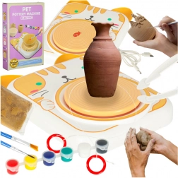 Creatieve set pottenbakkersschijf voor kinderen met kattenmotief