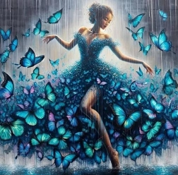 Diamond painting danseres met vlinders 30 × 40 cm