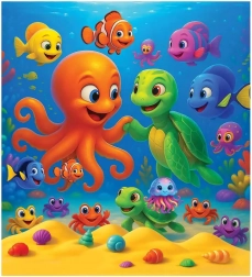 Houten puzzel octopus en schildpad WOODEN CITY, 20 stukjes