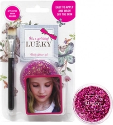 Gel corporel rose pailleté Lukky avec pinceau