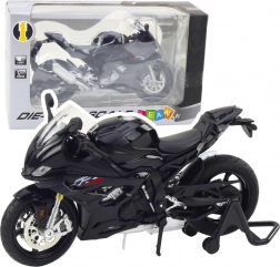 Metal model of sports motorcycle with lights and sound black 1:12