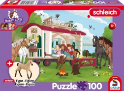 Puzzle SCHMIDT Schleich kampvuur bij de caravan 100 stukjes + figuurtje