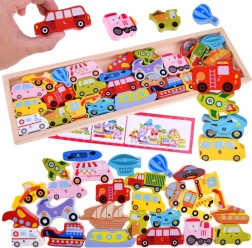 Grote houten alfabetset met voertuigen – 27 delen, puzzel en sorteren