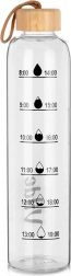 Glazen waterfles 1 l met bamboe schroefdop VILDE