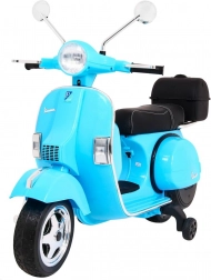 Elektrische kinderstep VESPA, blauw met zijwieltjes en audio