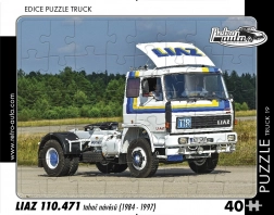 Retro auto puzzel Truck Liaz 110.471 trekker voor opleggers 40 stukjes