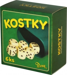 Witte dobbelstenen met beker, 6 stuks