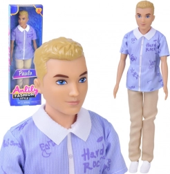 Anlily pop jongen blond met overhemd en lichte broek