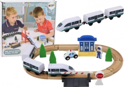 Houten treinbaan met brug en politiebureau 3,2 m