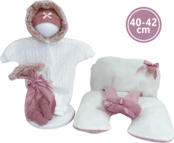 Outfit en mat met strik voor NEW BORN pop 40–42 cm