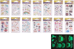 Tatouages temporaires phosphorescents 6 × 10,5 cm – mix licornes et pirates