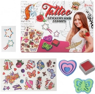 Temporäre Tattoos mit Stempeln und Aufklebern – kreatives Set für Kinder