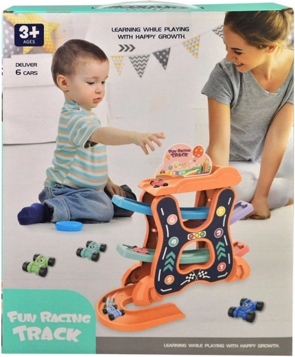 Circuit automobile à étages avec voitures pour enfants