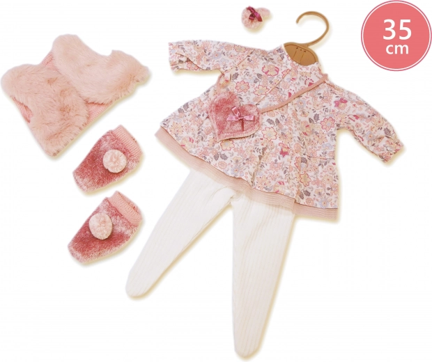 Tenue pour poupée 35 cm LLORENS – Ensemble 5 pièces robe fleurie et gilet rose