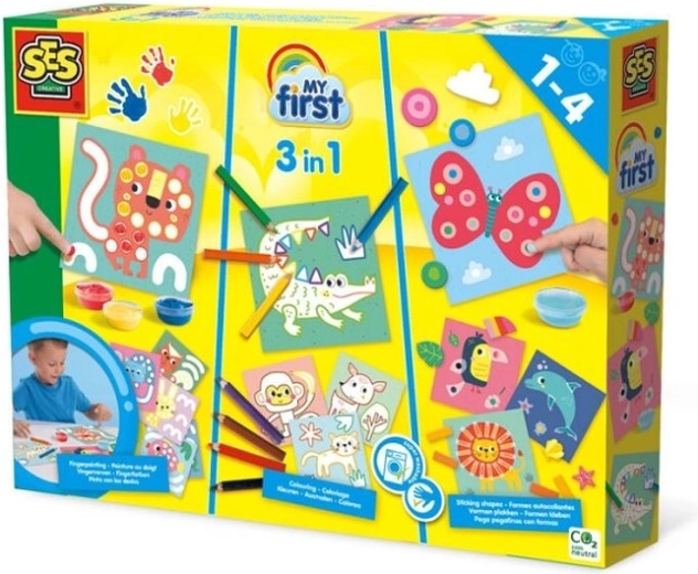 SES Creative 3-in-1 Mijn eerste creaties: vingerverven, inkleuren en stickers