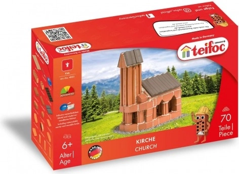 Construction Set Teifoc Church for children from 6 years, 70 pcs