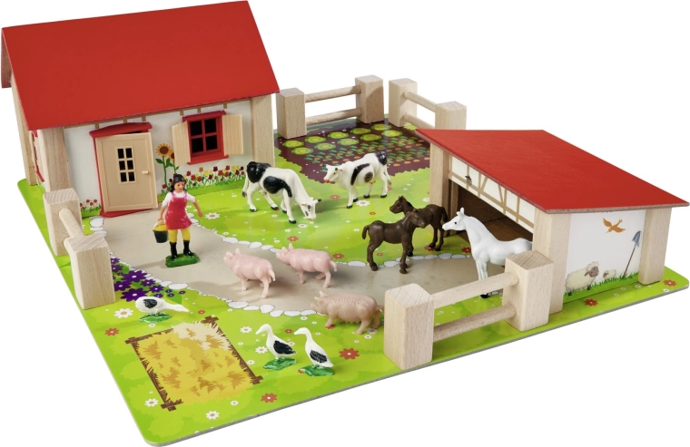 Stabile Holzgebäude mit rotem Dach