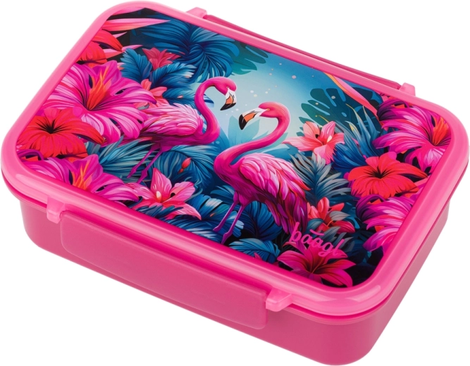Baagl snack box with compartments Flamingo