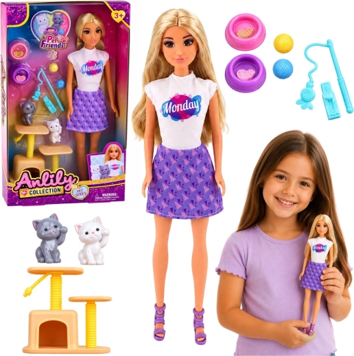 Anlily Fashion Doll with Kittens and Scratching Post (30 cm)