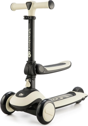 Kinderkraft Halley 2-in-1 loopfiets en driewielstep stone white
