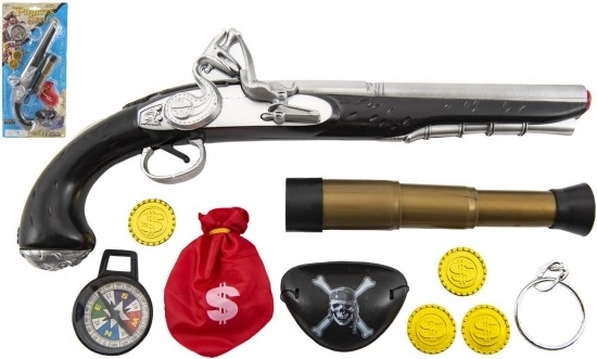 Piratenset met pistool, verrekijker en accessoires