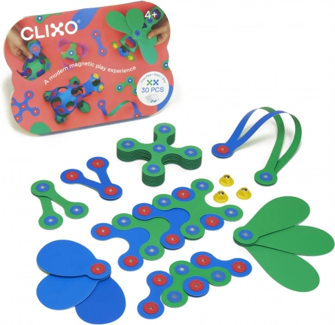 clixo crew kit de construction magnétique bleu et vert 30 pcs