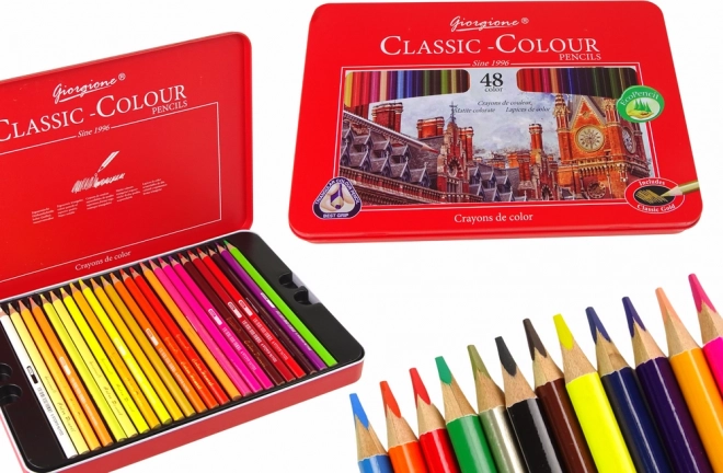 Ensemble de 48 crayons de couleur artistiques dans un étui en métal