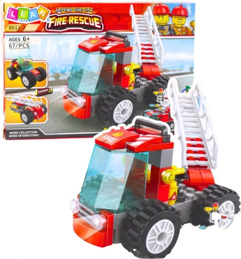 Bausatz Feuerwehrwagen mit Leiter, 67 Teile