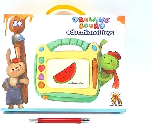 Color magnetic drawing board for kids with stamps in a box
