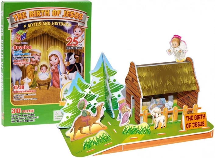 MAGIC PUZZLE 3D-puzzel Kerststal in Bethlehem 25 stukjes