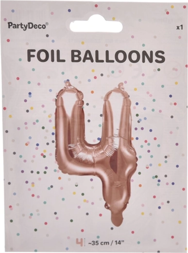 Foil balloon number 4, pearlescent pink, 35 cm