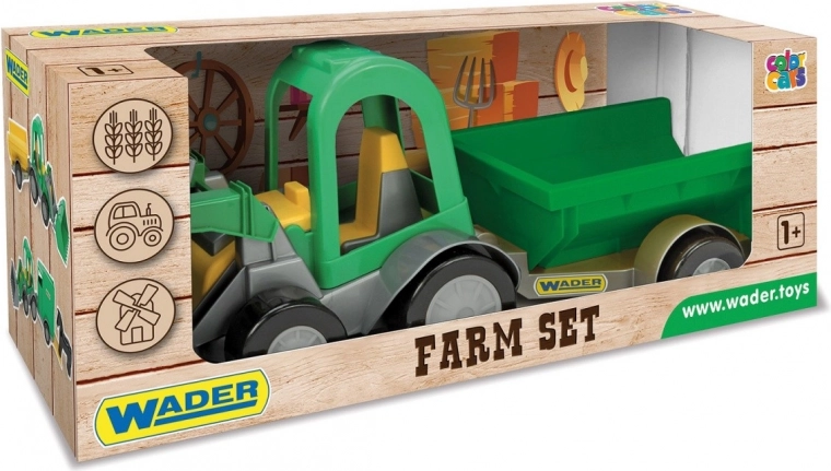 Tracteur avec chargeur et remorque Wader