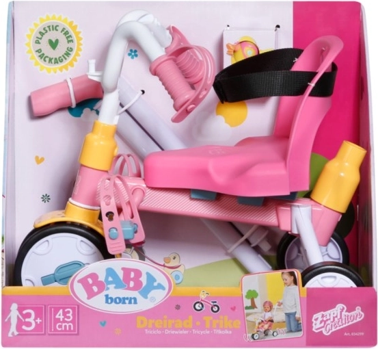 Baby Born tricycle avec tige de guidage et ceintures de sécurité