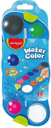 Watercolors with Palette, 12 Colors Keyroad