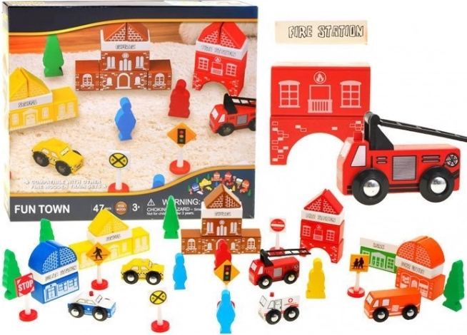 Wooden Building Sets Town Fire Station