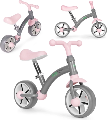 Loopfiets ECOTOYS met EVA-wielen en verstelbaar zadel, grijs