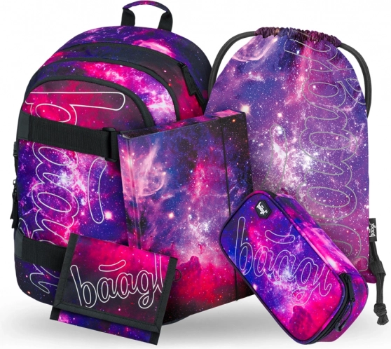 Set scolaire Galaxy : sac à dos, trousse, sac, classeurs, portefeuille