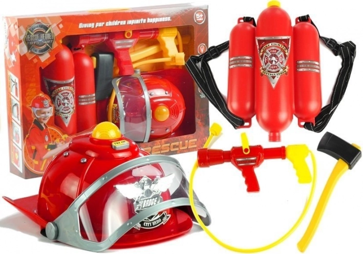 Firefighter set for kids with helmet and axe