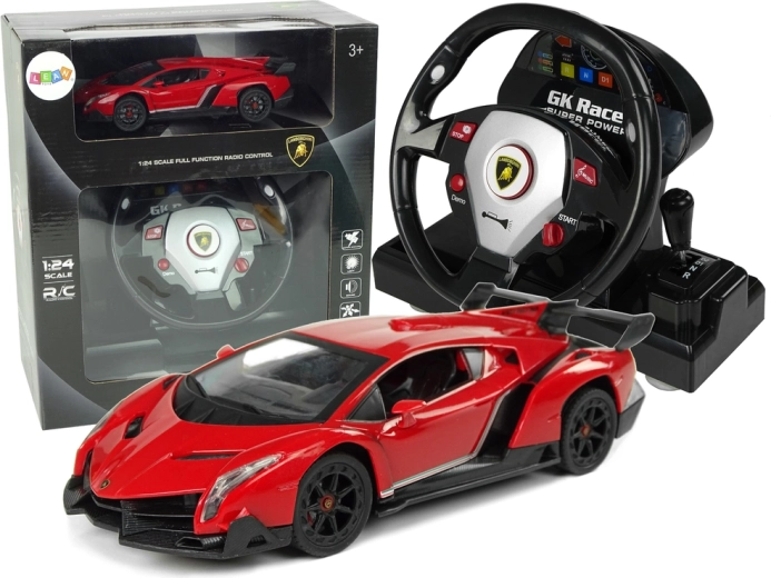 Lamborghini Veneno Rouge télécommandée 2,4 G Volant pilote sons et lumières 1:24