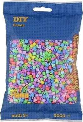 Perles à repasser Hama Midi – mix pastel, 3000 pcs
