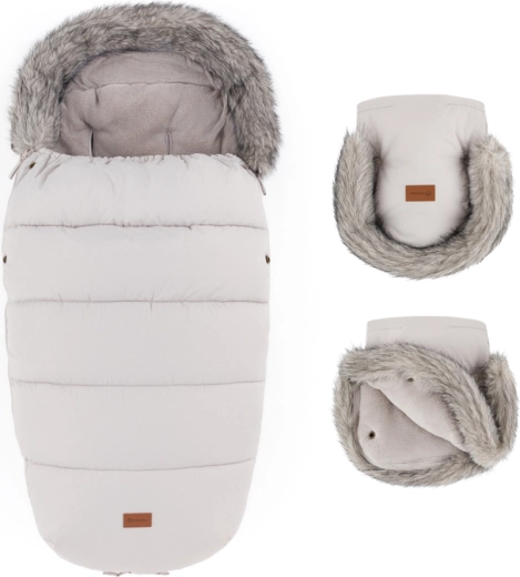 Petite&Mars winter set: Comfy 4-in-1 footmuff and Furry stroller mittens, rose petal